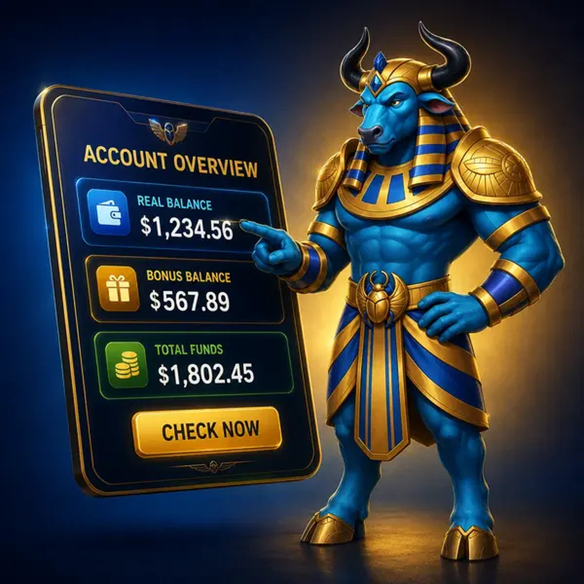 Arena Keeper revisando saldos de cuenta después del login del Casino AmunRa en tablet brillante